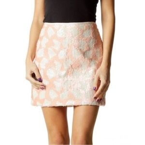 Banana Republic  Mini Skirt in Coral and Cream with Sequins